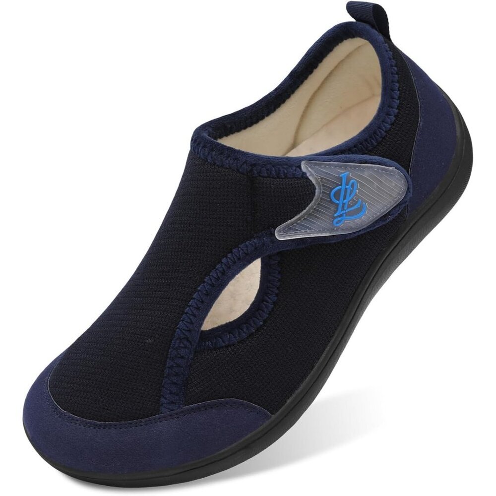 〽️Women Slippers Navy Adjustable Arthritis House Wear Hook & Loop Closure Shoes